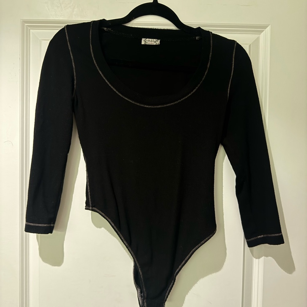 Free People Black Ribbed Top